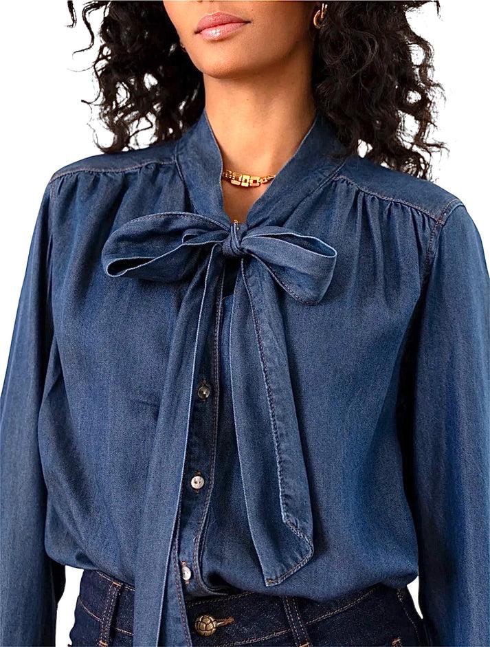 jolie jolie Camisa denim lazo azul oscuro Último día