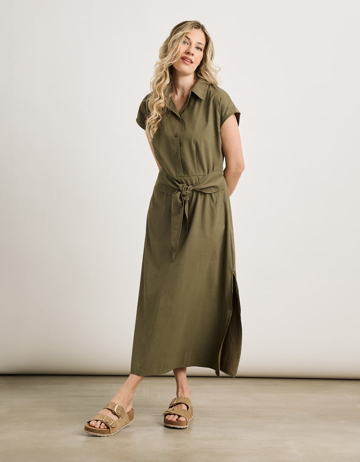 koala bay Vestido Midi Caqui - Veronique Libre de impuestos