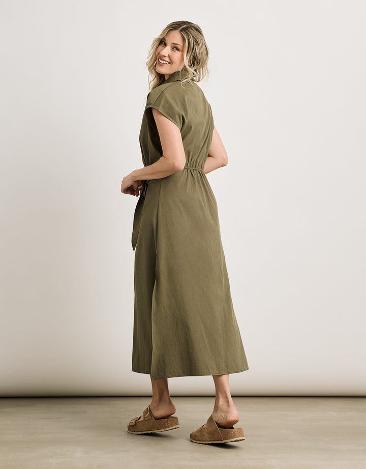 koala bay Vestido Midi Caqui - Veronique Libre de impuestos