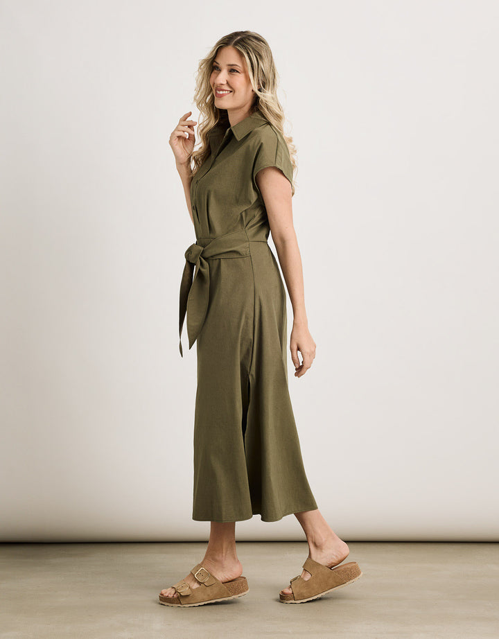 koala bay Vestido Midi Caqui - Veronique Oferta especial