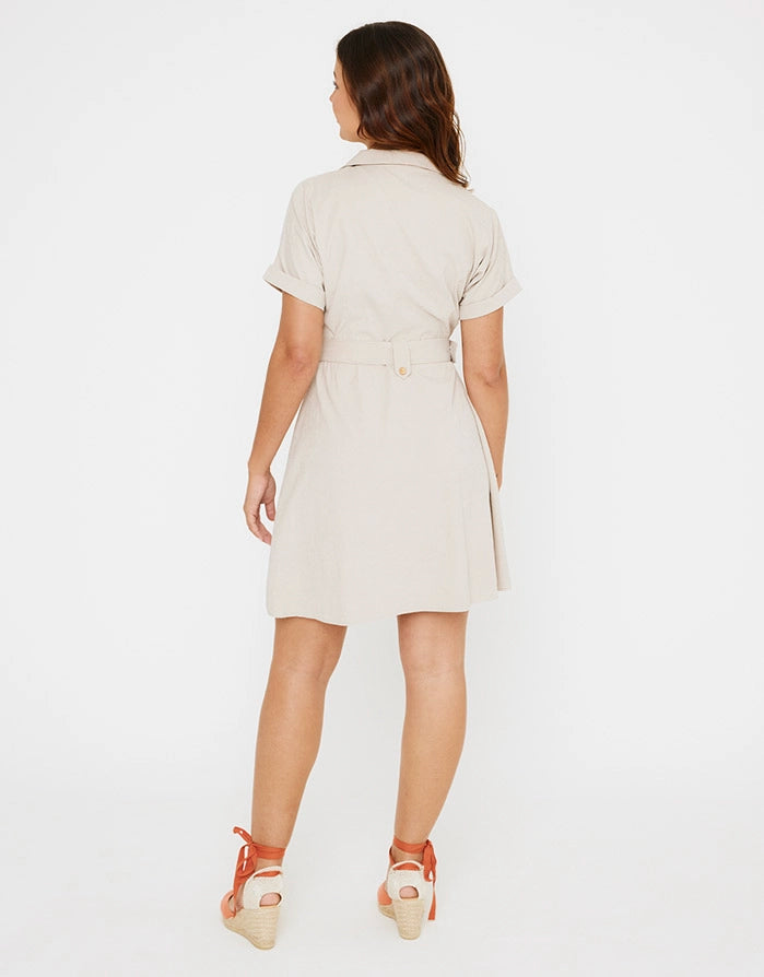 koala bay Vestido Corto Crema - Ilice Oferta especial de fábrica
