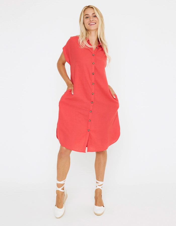 koala bay Vestido Midi Lino - Bayo Tienda de fábrica