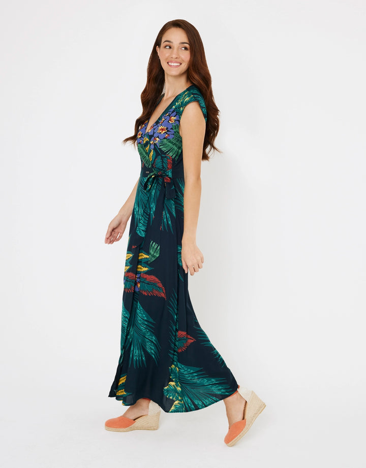 koala bay Vestido Largo Estampado Tropical Multicolor - Titania Limitado a 3 días