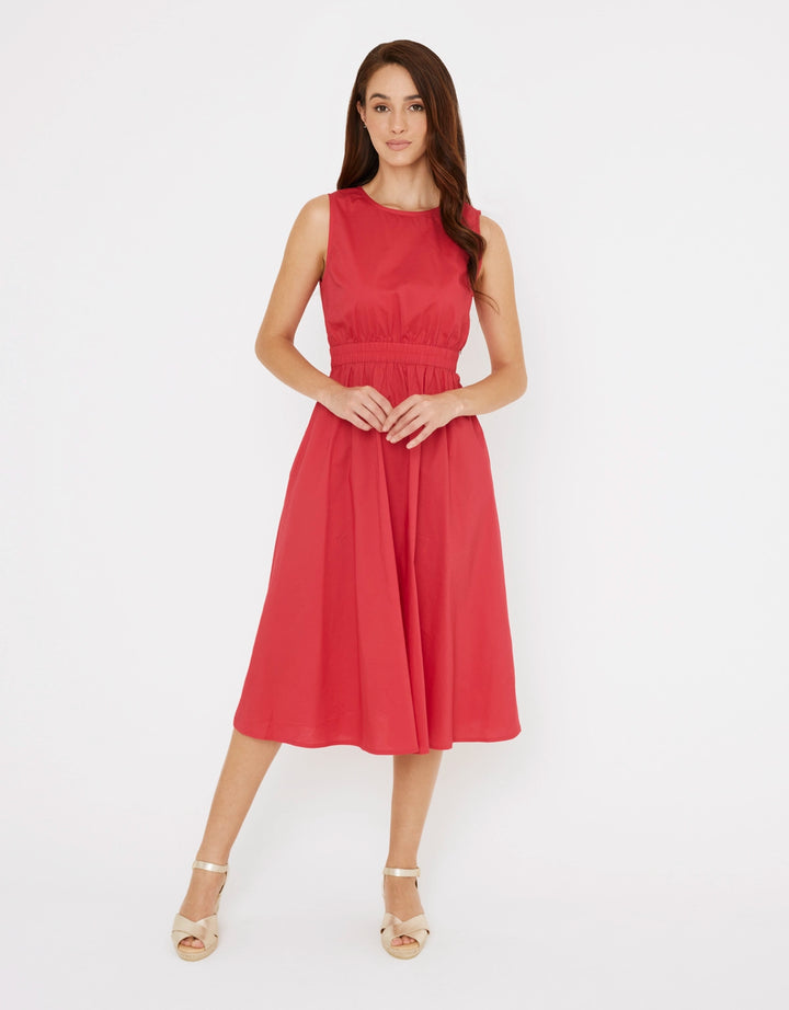 koala bay Vestido Midi de Algodón Rojo - Brasilia Ahorra y exporta