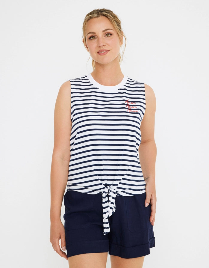 koala bay Camiseta Tirantes Blanca y Azul Marino - Rayti Outlet