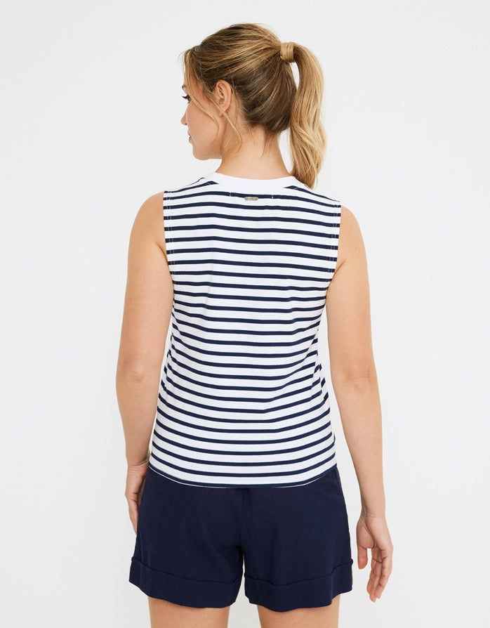 koala bay Camiseta Tirantes Blanca y Azul Marino - Rayti Outlet