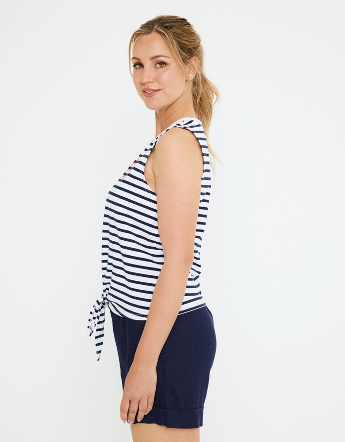 koala bay Camiseta Tirantes Blanca y Azul Marino - Rayti Outlet