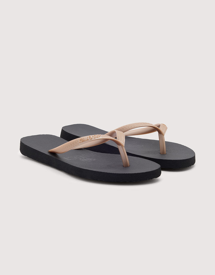 koala bay Chancla Dedo Negro y Oro - Mundaka Rebajas de fábrica