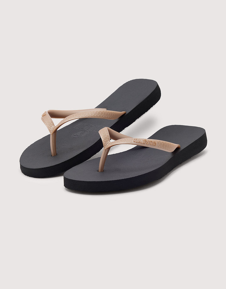 koala bay Chancla Dedo Negro y Oro - Mundaka Rebajas de fábrica