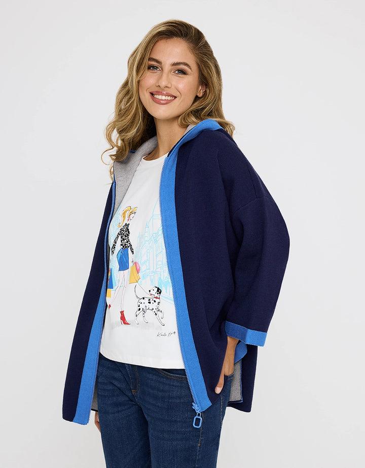 koala bay Poncho con Capucha Abierto Azul Marino - Yasmina Grandes descuentos