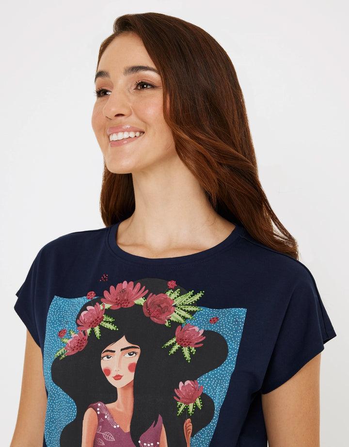 koala bay Camiseta Manga Corta Azul Marino- Pelzoflor Rebajas de fin de temporada