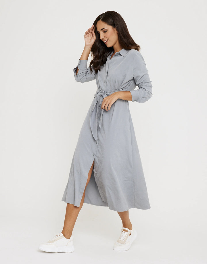 koala bay Vestido Largo Camisero Gris - Verona Rebajas online