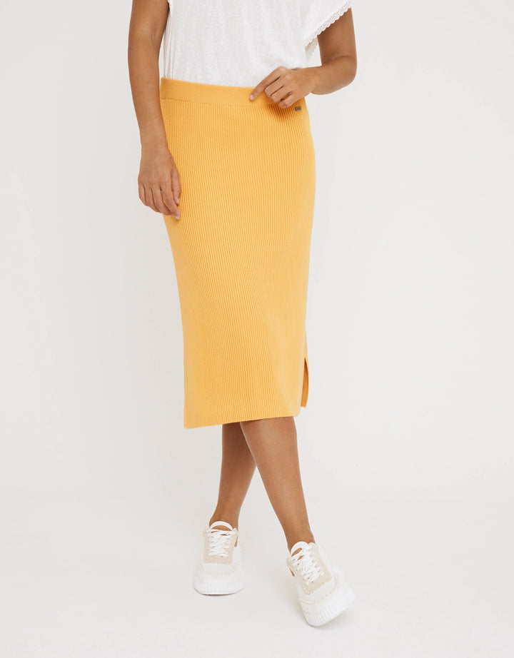 koala bay Falda Midi Botones Mostaza - Erepit Precio de fábrica