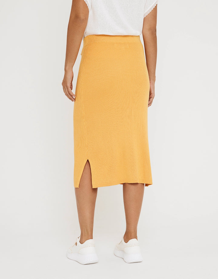 koala bay Falda Midi Botones Mostaza - Erepit Precio de fábrica