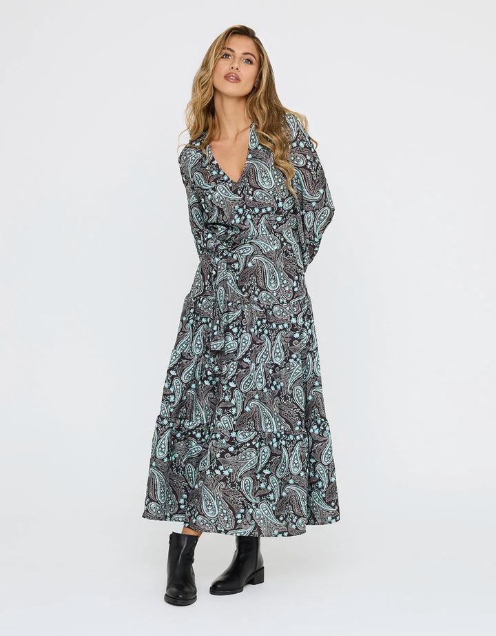 koala bay Vestido Midi Vaporoso Negro - Lunarda Libre de impuestos