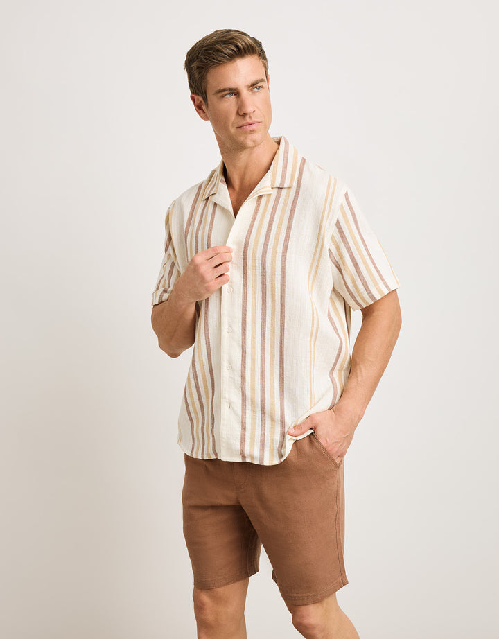 koala bay Camisa Manga Corta Marrón - Isao Rebajas de fábrica