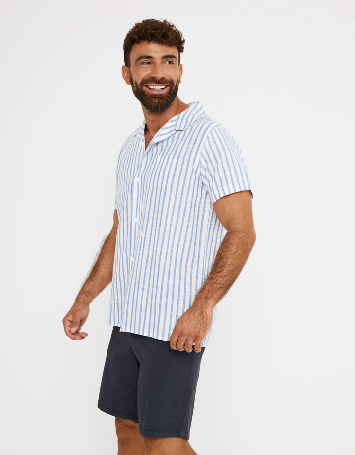 koala bay Camisa Rayas Manga Corta Azul - Rayred Oferta especial