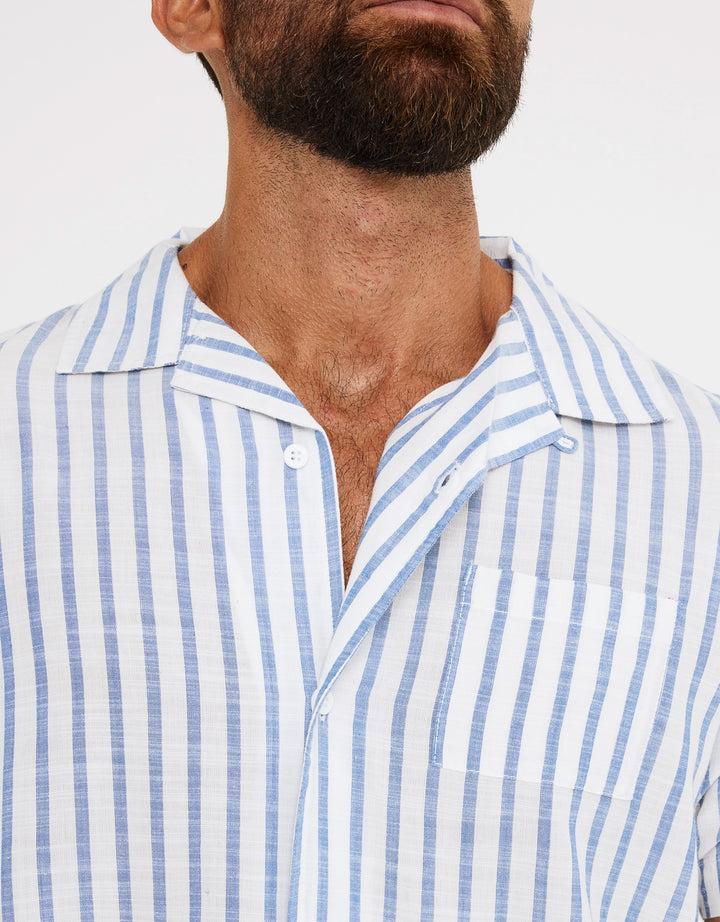 koala bay Camisa Rayas Manga Corta Azul - Rayred Oferta especial