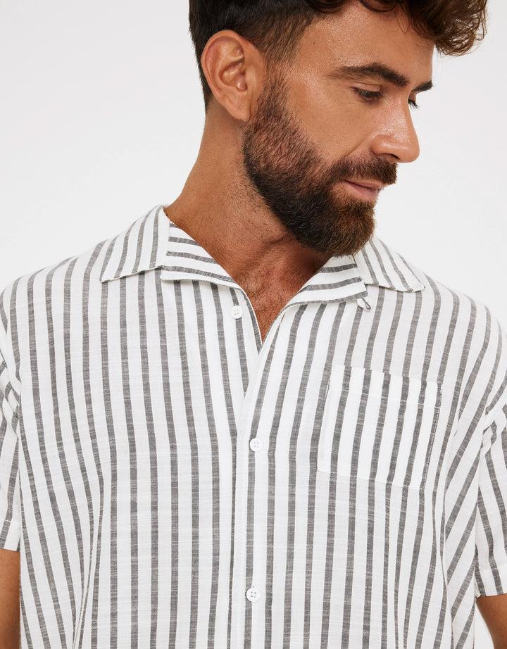 koala bay Camisa Rayas Manga Corta Negro - Rayred Grandes ahorros