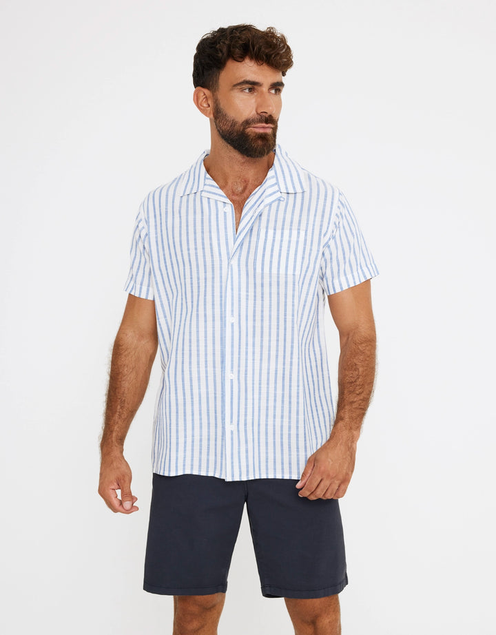 koala bay Camisa Rayas Manga Corta Azul - Rayred Precio ultrabajo