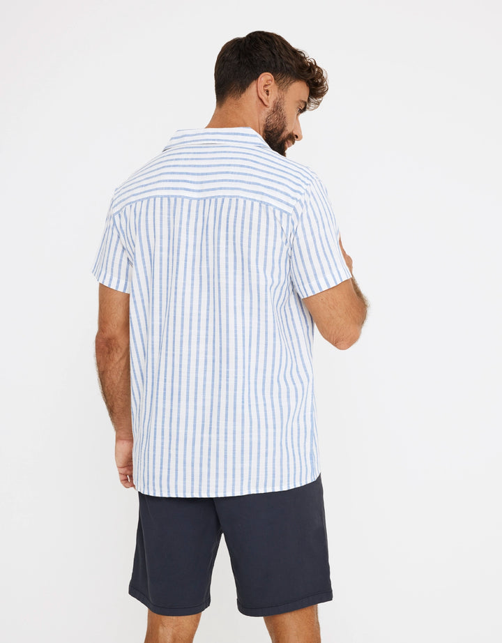 koala bay Camisa Rayas Manga Corta Azul - Rayred Precio ultrabajo