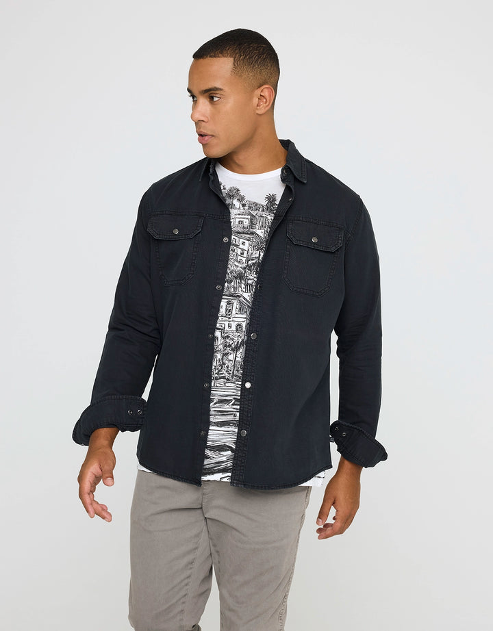 koala bay Camisa Manga Larga Negro - Balthasar Oferta especial