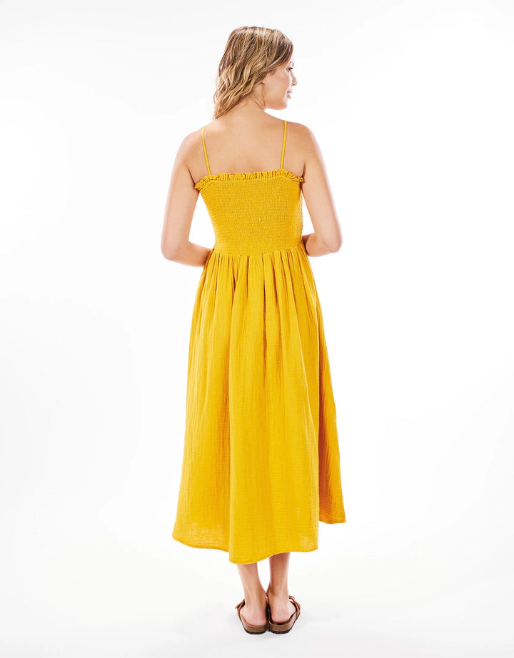 koala bay Vestido Largo Algodón Mostaza - Bibin Precio ultrabajo