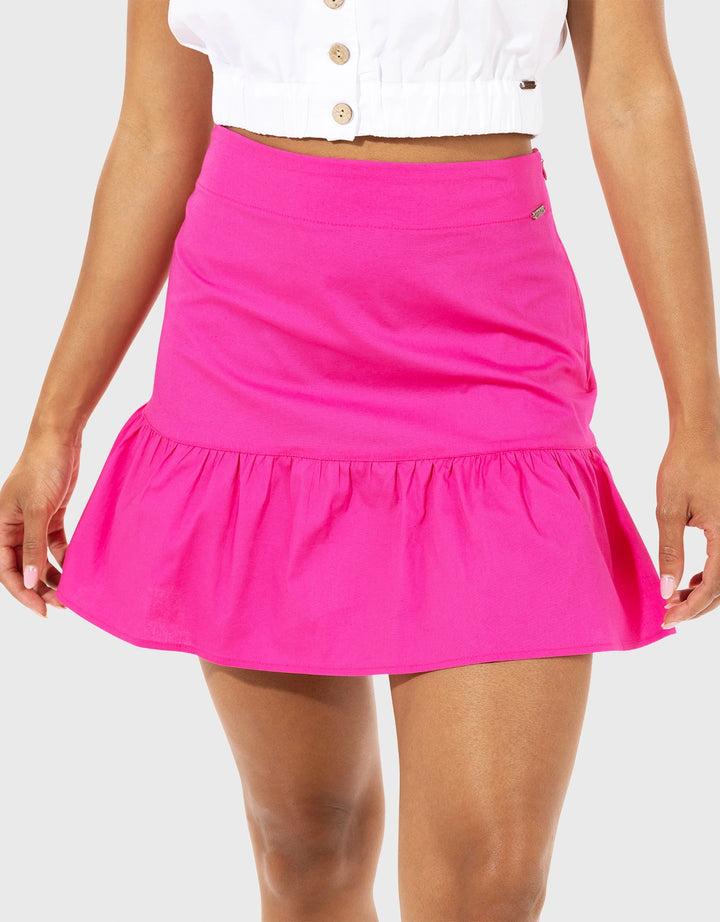 koala bay Falda Mini Fucsia Volantes - Pagoda Descuento