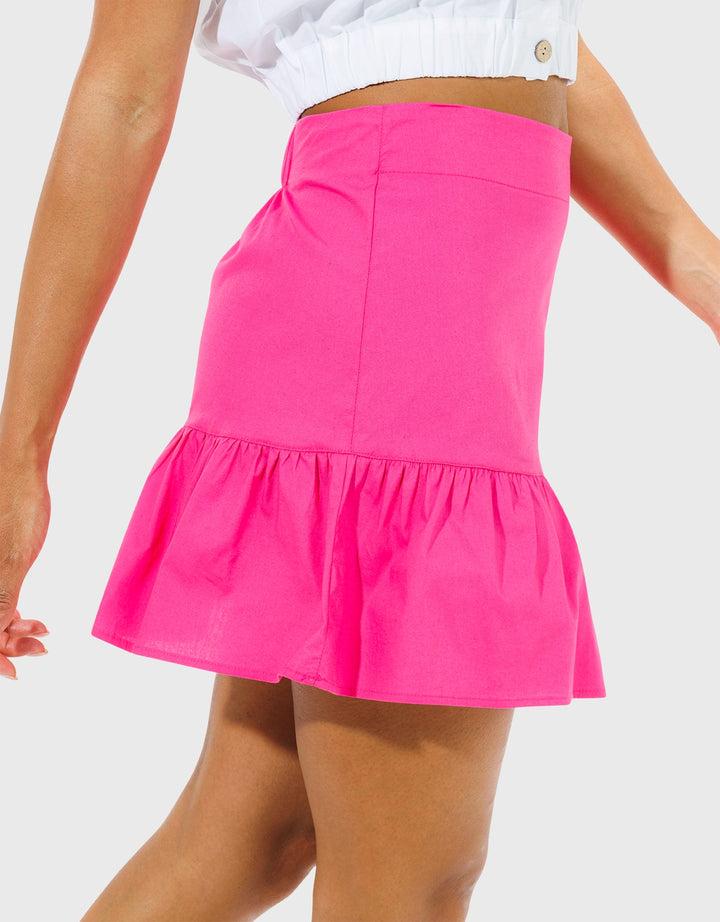 koala bay Falda Mini Fucsia Volantes - Pagoda Descuento