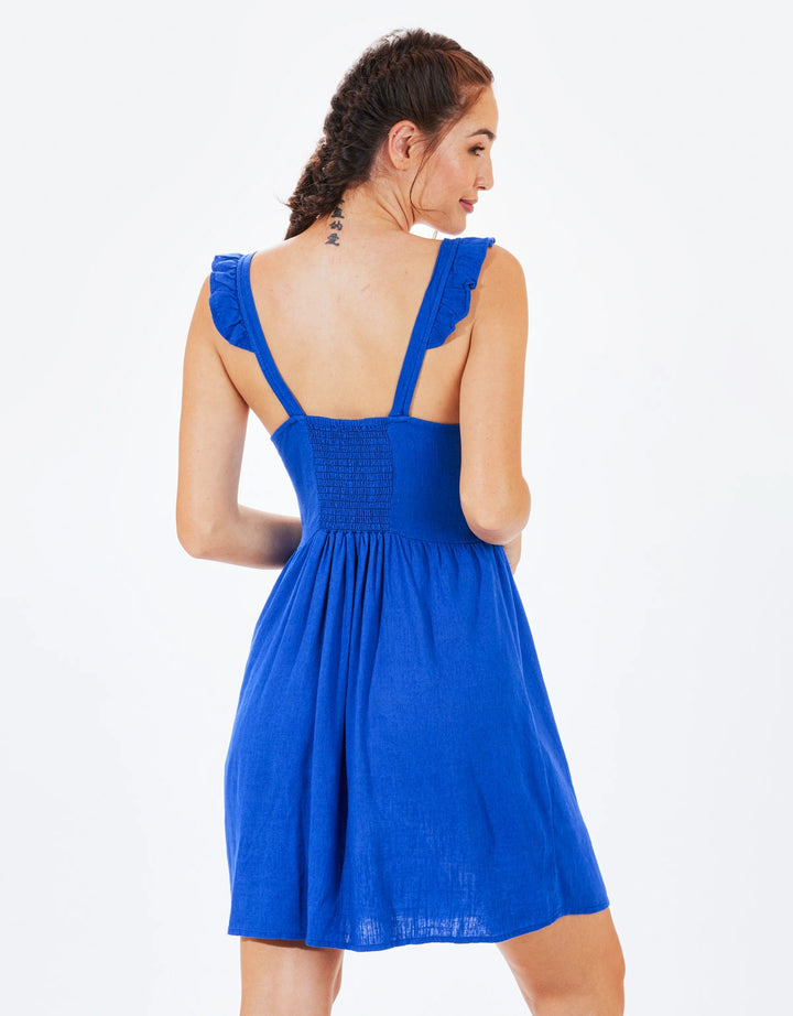 koala bay Vestido Corto Tirantes y Botones Azul - Sami Descuentos del mes