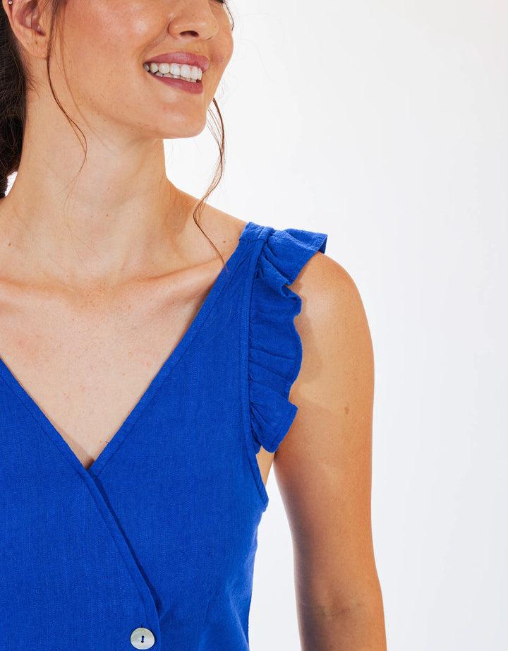koala bay Vestido Corto Tirantes y Botones Azul - Sami Descuentos del mes