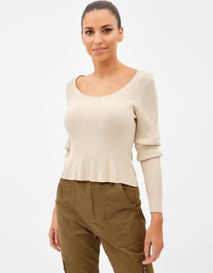 koala bay Camiseta Manga Larga Beige - Geisha Rib Mejor oferta