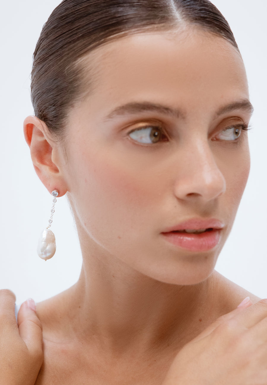 lavani Pendientes Celine Plata Perla Barroca Ventas relámpago