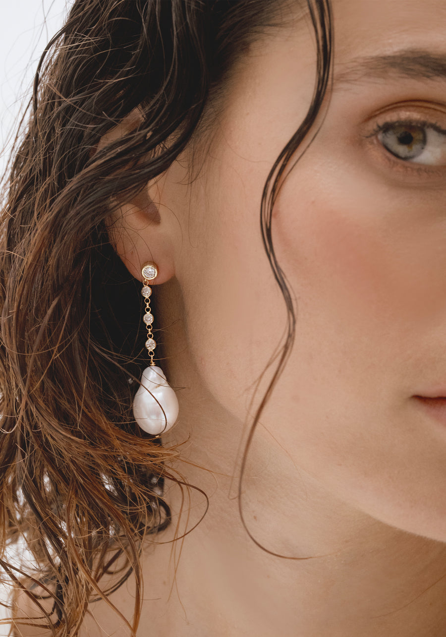 lavani Pendientes Celine Perla Barroca Descuento
