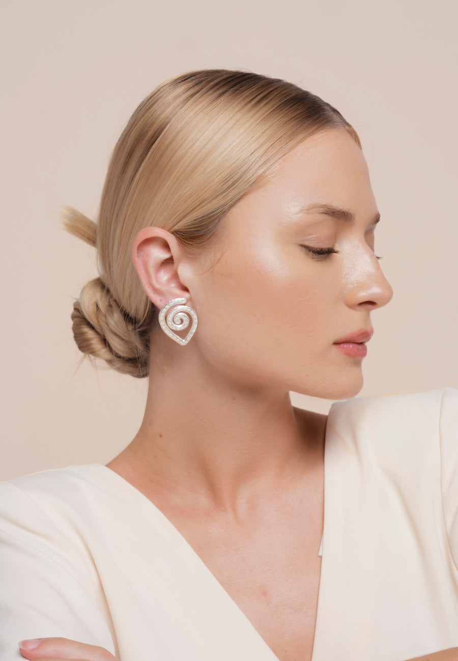 lavani Pendientes Spiral Plateados Tienda