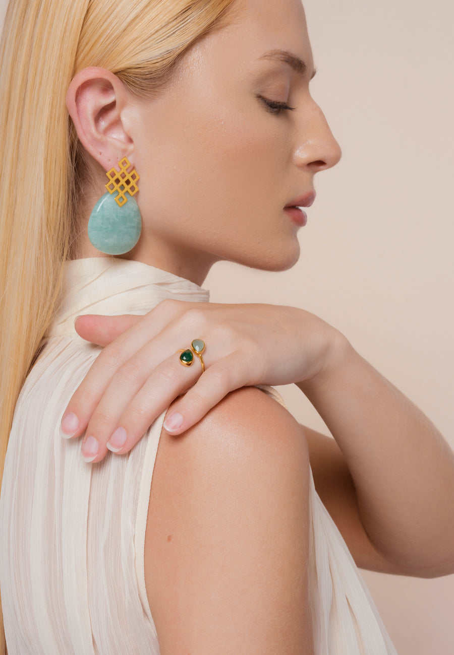 lavani Pendientes Endless Knot Aguamarina Promoción por tiempo limitado