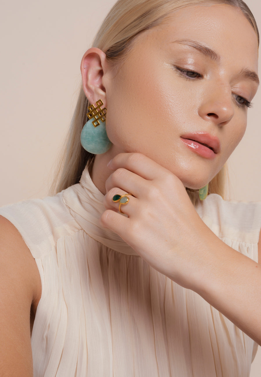 lavani Pendientes Endless Knot Aguamarina Promoción por tiempo limitado