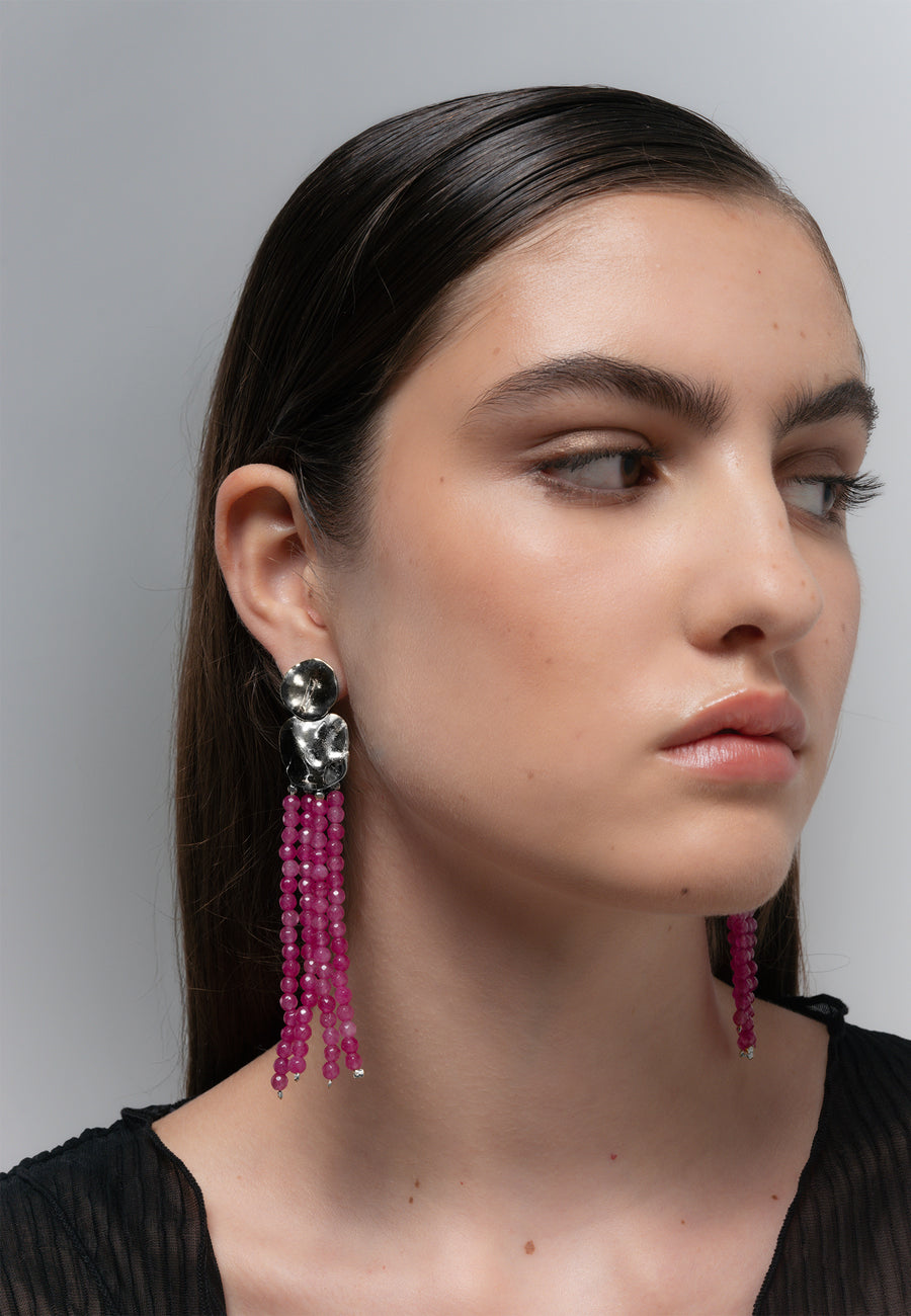 lavani Pendientes Liliana Fucsias Plata Grandes ahorros
