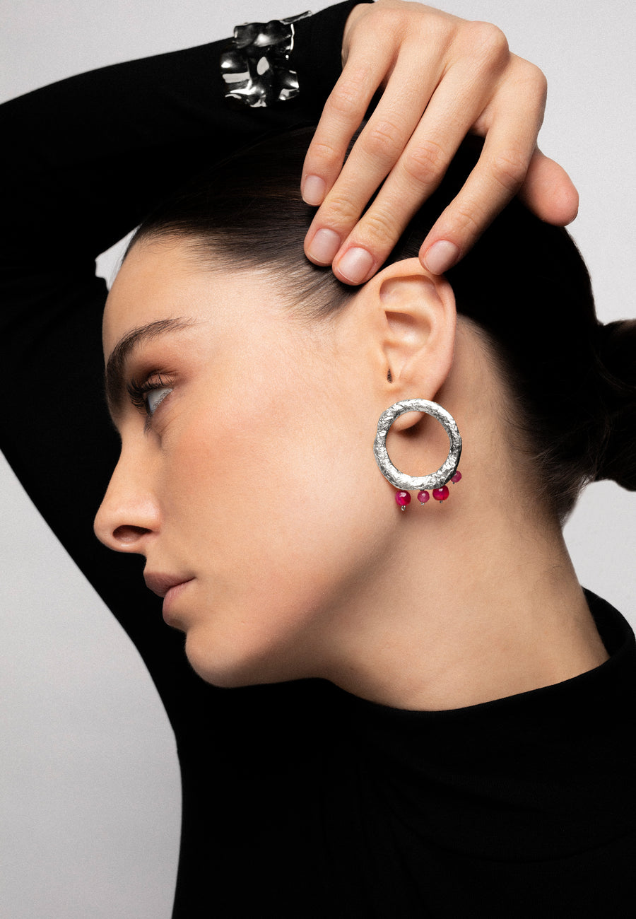 lavani Pendientes Adara Fucsia Plata 2025