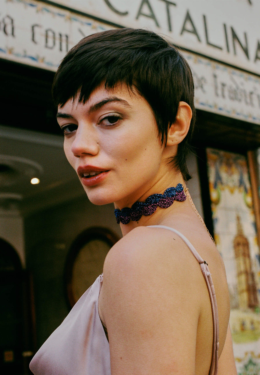 lavani Choker Vibrant Deyá Morado y Azul Envío internacional gratuito
