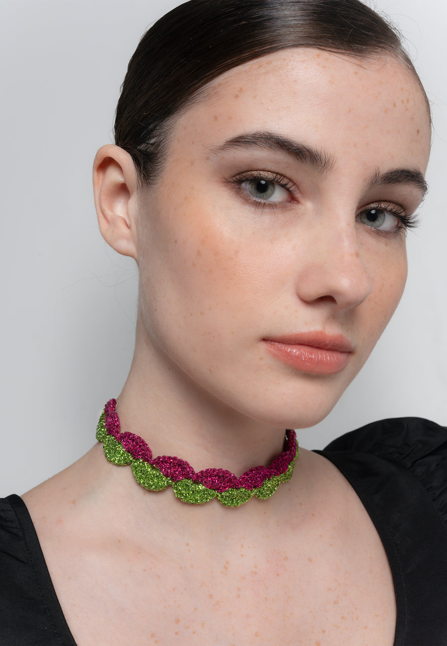 lavani Choker Vibrant Deyá Verde y Fucsia Tienda de fábrica