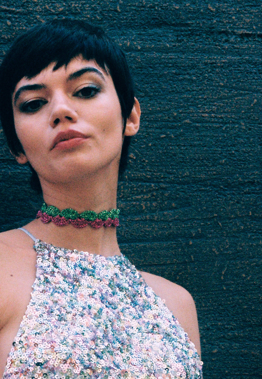 lavani Choker Vibrant Deyá Verde y Fucsia Tienda de fábrica