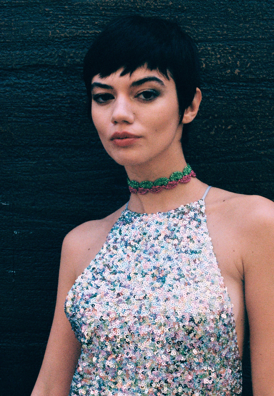 lavani Choker Vibrant Deyá Verde y Fucsia Tienda de fábrica