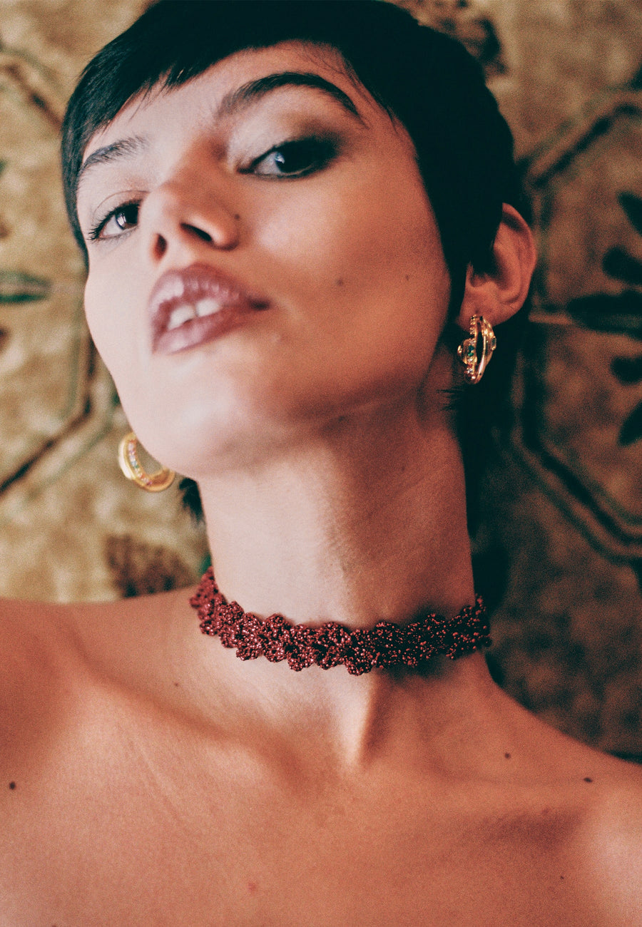 lavani Choker Spike Pitiusas Rojo Última moda