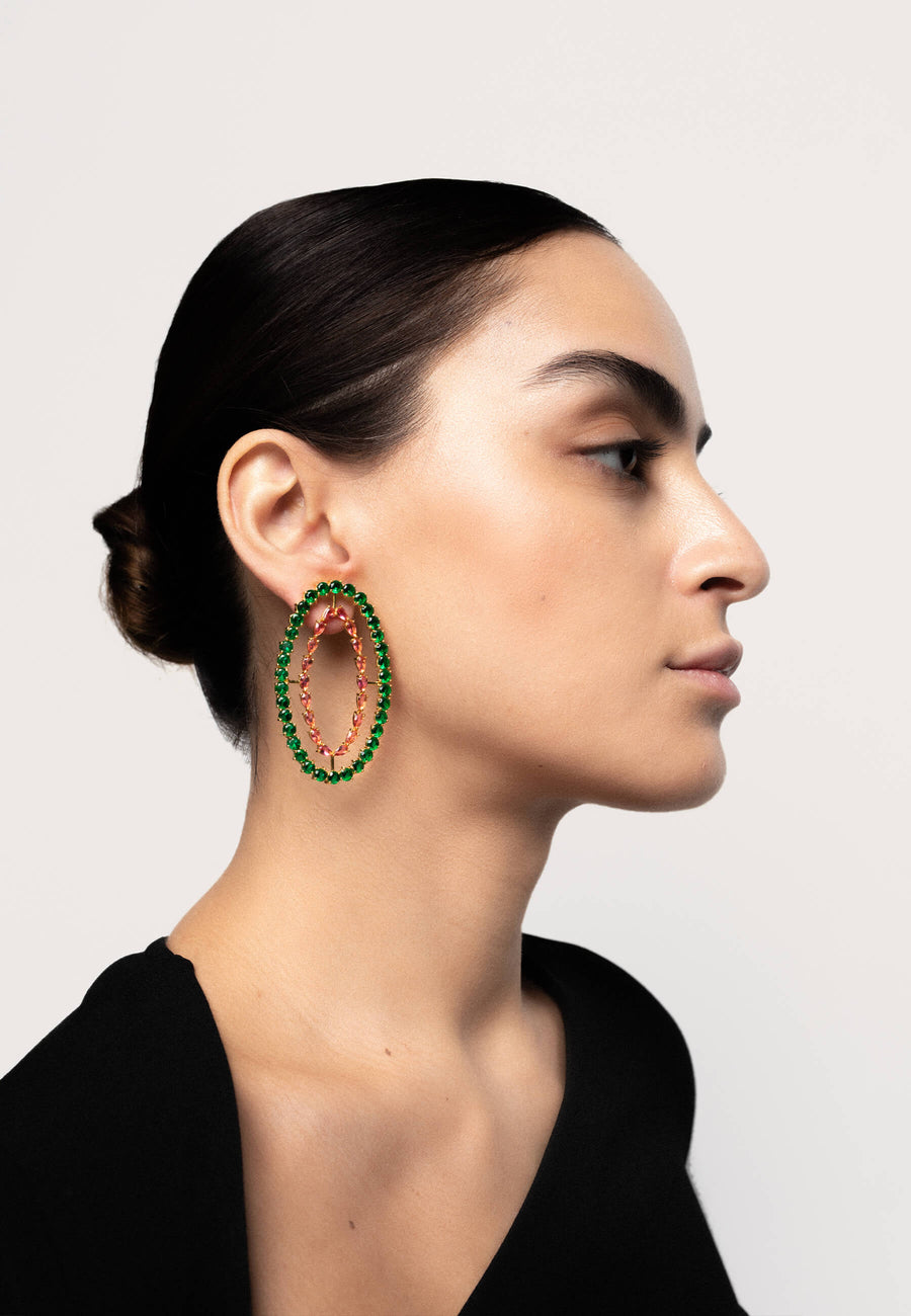 lavani Pendientes Rivoli Fucsia y Verde Oferta especial