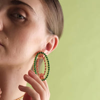 lavani Pendientes Rivoli Fucsia y Verde Oferta especial