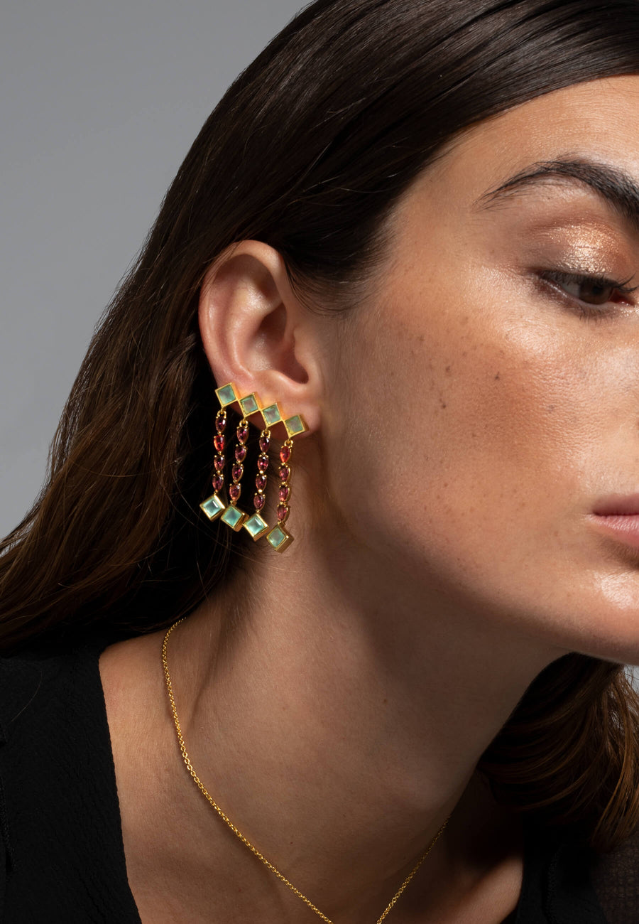 lavani Pendientes Trepadores Verde Agua y Rosa Odeon COMPRAR AHORA