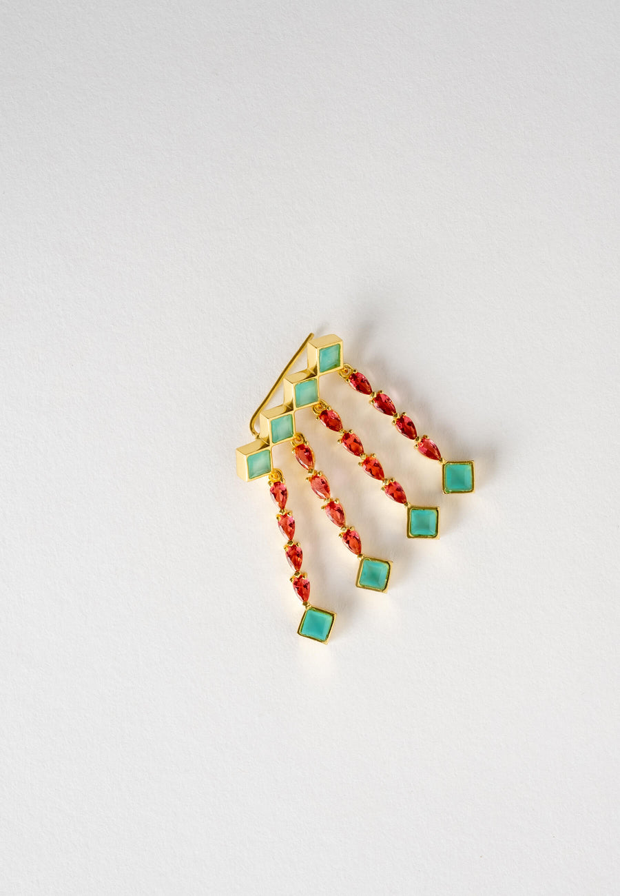 lavani Pendientes Trepadores Verde Agua y Rosa Odeon COMPRAR AHORA