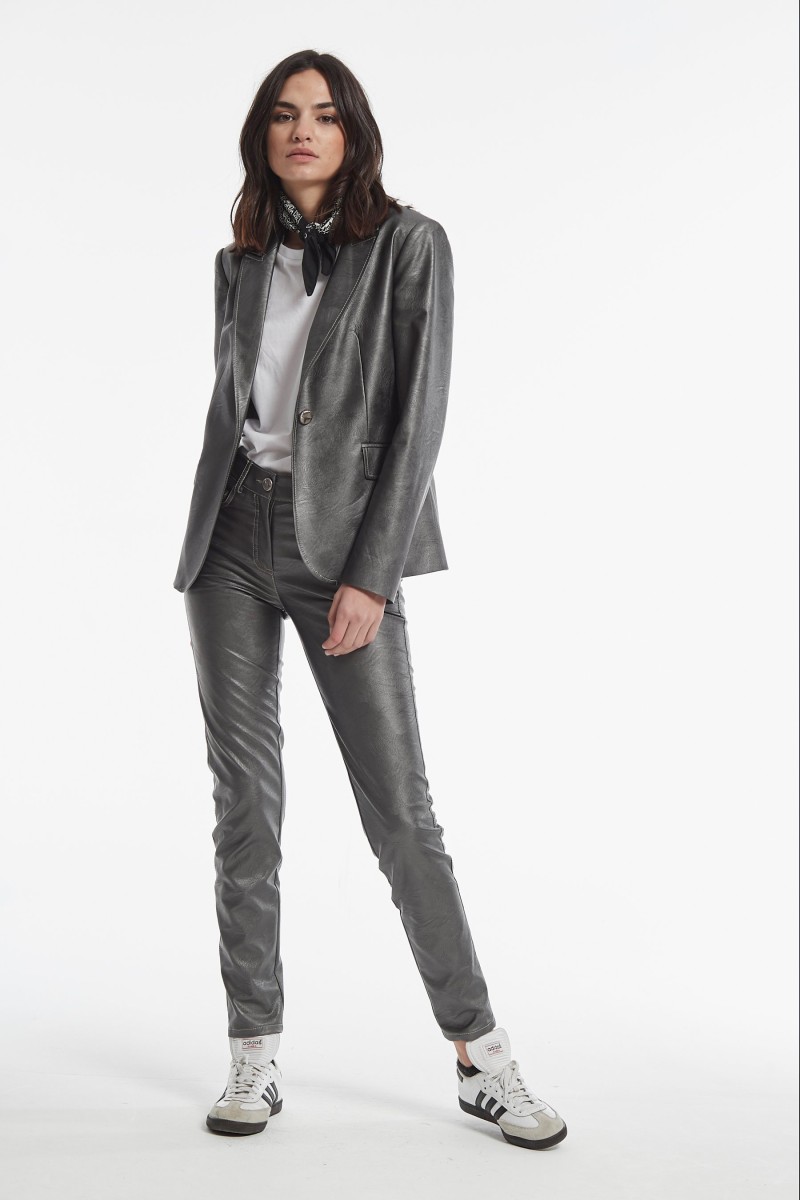 oky coky CHAQUETA BONSI EFECTO PIEL LAMINADO METAL Gran oferta