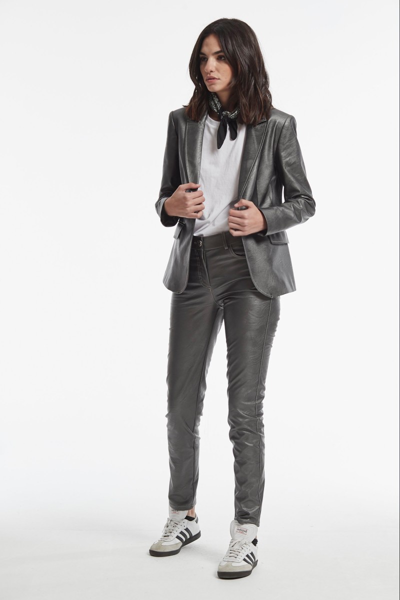 oky coky CHAQUETA BONSI EFECTO PIEL LAMINADO METAL Gran oferta